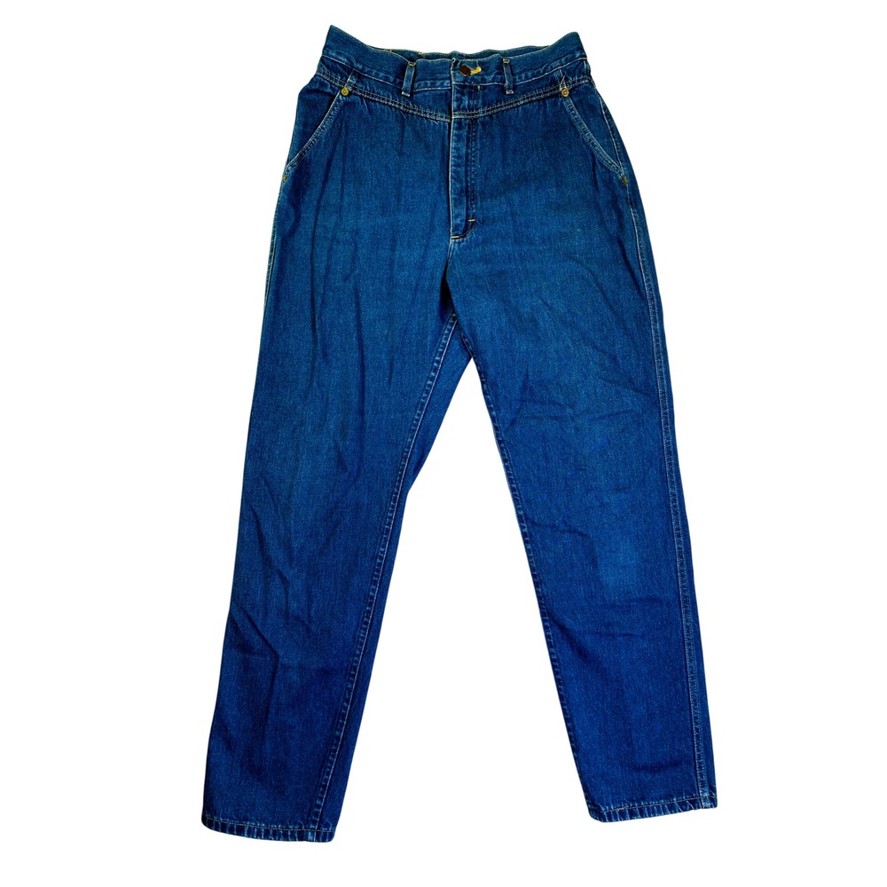 Vintage Lee High Waisted Mom Jeans Blue Tapered Leg Denim Made in USA Size 18